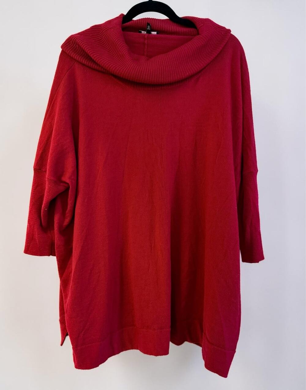 Eileen Fisher 100% Merino Wool XL Wine Red Cowl Neck Sweater